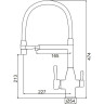 Смеситель для кухни с гибким изливом FRAP F4398-9 с подключением фильтра питьевой воды Оружейная сталь/черный